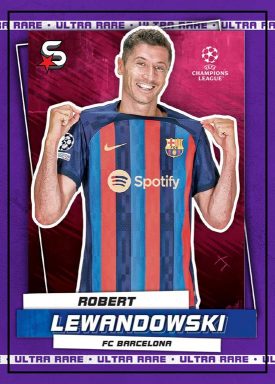 2022-23 TOPPS Superstars UEFA Club Competitions Soccer Cards - Base Card Purple Parallel Lewandowski
