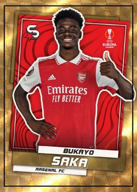 2022-23 TOPPS Superstars UEFA Club Competitions Soccer Cards - Base Card SuperFractor Parallel Saka