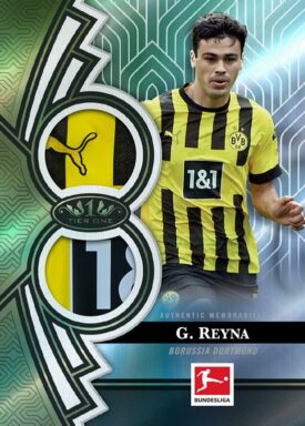 2022-23 TOPPS Tier One Bundesliga Soccer Cards - Tier One Relics Dual Patch Variation Giovanni Reyna