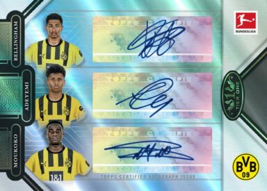 2022-23 TOPPS Tier One Bundesliga Soccer Cards - Tier One Triple Autograph Jude Bellingham/Karim Adeyemi/Youssoufa Moukoko