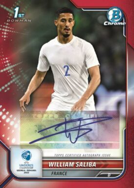 2022 TOPPS Bowman Chrome Road to UEFA Under-21 European Championship Soccer Cards - Under-21 Prospect Autograph William Saliba