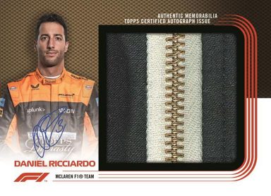 2022 TOPPS Dynasty Formula 1 Racing Cards - Autographed Suit Zipper Relic Card Ricciardo