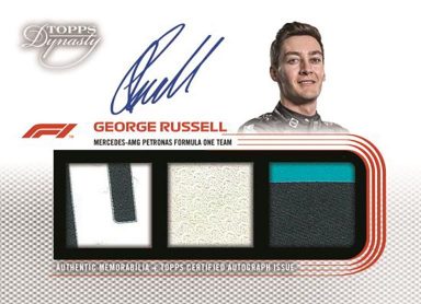 2022 TOPPS Dynasty Formula 1 Racing Cards - Single Driver Autographed Triple Relic Card Russell
