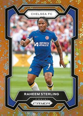 2023-24 PANINI Prizm Premier League Soccer Cards - Base Card Breakaway Orange Parallel Raheem Sterling