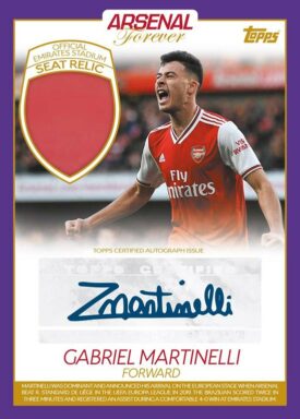 2023-24 TOPPS Arsenal FC Forever Soccer Cards - Home View Autograph Relic Gabriel Martinelli