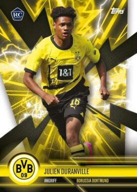 2023-24 TOPPS Borussia Dortmund Official Fan Set Soccer Cards - Super Electric Insert Julien Duranville