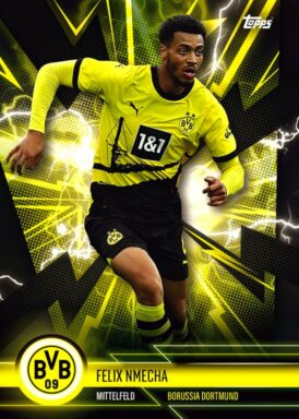 2023-24 TOPPS Borussia Dortmund Official Fan Set Soccer Cards - Super Electric Parallel Felix Nmecha