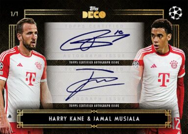 2023-24 TOPPS Deco UEFA Club Competitions Soccer Cards - Dual Autograph Harry Kane / Jamal Musiala