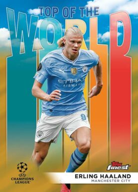 2023-24 TOPPS Finest UEFA Club Competitions Soccer Cards - Top of the World Insert Erling Haaland