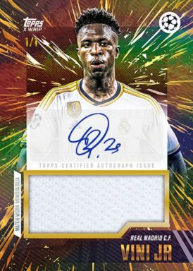 2023-24 TOPPS Gold UEFA Club Competitions Soccer Cards - Golden Relic Autograph Vini Jr.