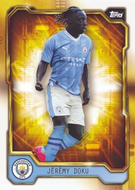 2023-24 TOPPS Manchester City FC Official Fan Set Soccer Cards - Golden Future Insert Jeremy Doku