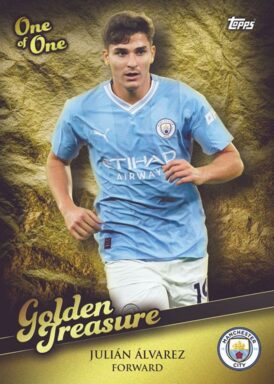2023-24 TOPPS Manchester City FC Official Fan Set Soccer Cards - Golden Treasure Insert Julian Alvarez