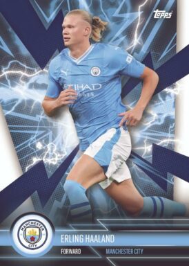 2023-24 TOPPS Manchester City FC Official Fan Set Soccer Cards - Super Electric Insert Erling Haaland