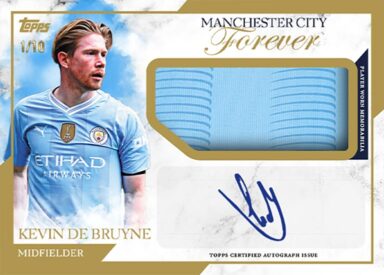 2023-24 TOPPS Manchester City Forever Soccer Cards - Shirt Relic Autograph Kevin de Bruyne