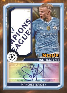 2023-24 TOPPS Merlin Chrome UEFA Club Competitions Soccer Cards - Match Ball Signatures Card Erling Haaland