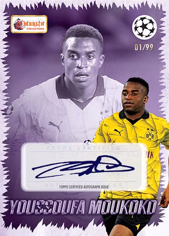 2023-24 TOPPS Merlin Heritage UEFA Club Competitions Soccer Cards - 2023 24 topps merlin heritage uefa club competitions soccer cards young guns autograph moukoko