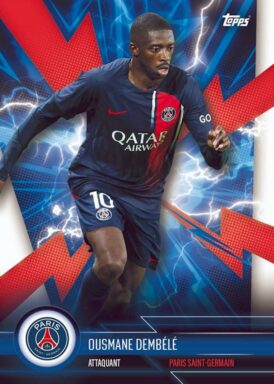 2023-24 TOPPS Paris Saint-Germain Official Fan Set Soccer Cards - Super Electric Insert Ousmane Dembélé