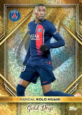 2023-24 TOPPS Paris Saint-Germain Official Team Set Soccer Cards - Gold Drip Card Randal Kolo Muani