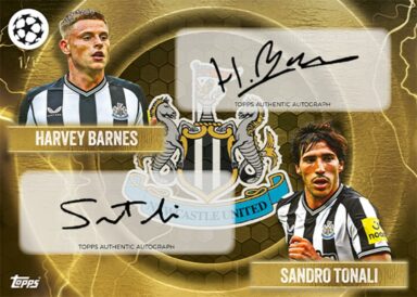 2023-24 TOPPS Summer Signings UEFA Club Competitions Soccer Cards - Dual Autograph Card Harvey Barnes/Sandro Tonali