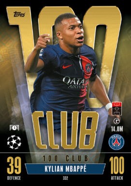 TOPPS UEFA Club Competitions Match Attax Extra 2023/24 Trading Card Game - 100 Club Kylian Mbappé