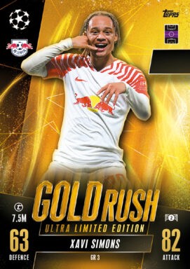 TOPPS UEFA Club Competitions Match Attax Extra 2023/24 Trading Card Game - Gold Rush Limited Edition Xavi Simons