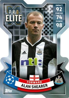 TOPPS UEFA Club Competitions Match Attax Extra 2023/24 Trading Card Game - Pro Elite Chrome Shield Alan Shearer