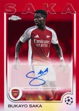 2024-25 TOPPS Chrome UEFA Club Competitions Soccer Cards - Base Autograph Card Bukayo Saka
