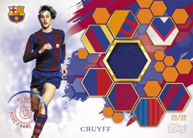 2024-25 TOPPS FC Barcelona 125 Years Anniversary Soccer Cards - Camp Nou Jersey Relic Johan Cruyff