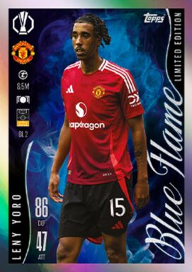 TOPPS UEFA Club Competitions Match Attax Extra 2024/25 Trading Card Game - Blue Flame Limited Edition Leny Yoro