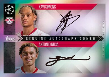 TOPPS UEFA Club Competitions Match Attax Extra 2024/25 Trading Card Game - Genuine Combo Autograph Xavi Simons / Antonio Nusa