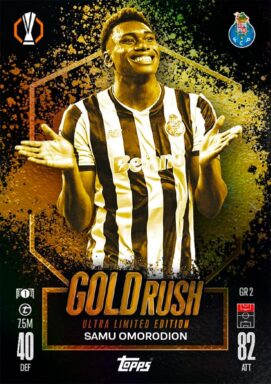 TOPPS UEFA Club Competitions Match Attax Extra 2024/25 Trading Card Game - Gold Rush Ultra Limited Edition Samu Omorodion
