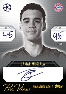 TOPPS UEFA Club Competitions Match Attax Extra 2024/25 Trading Card Game - Pro View Signature Style Jamal Musiala