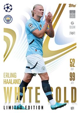 TOPPS UEFA Club Competitions Match Attax Extra 2024/25 Trading Card Game - White Gold Limited Edition Erling Haaland