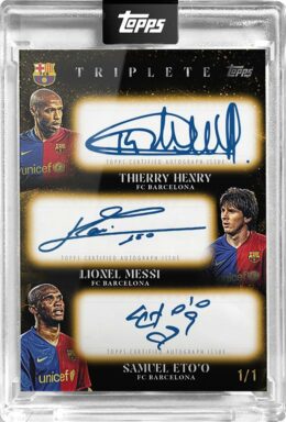 2008-09 TOPPS FC Barcelona Triplete Soccer Cards - Triple Autograph Card Thierry Henry/Lionel Messi/Samuel Eto'o