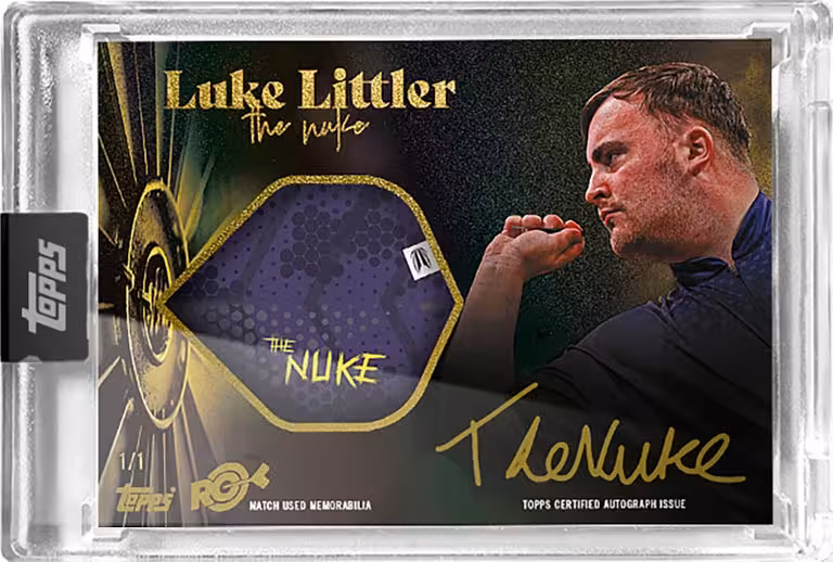 2024 TOPPS Luke Littler Rookie Season Darts Cards - 2024 topps luke littler rookie season darts cards match used dart flights autograph relic 1