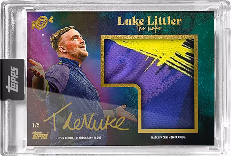 2024 TOPPS Luke Littler Rookie Season Darts Cards - 2024 topps luke littler rookie season darts cards match worn shirt autograph relic