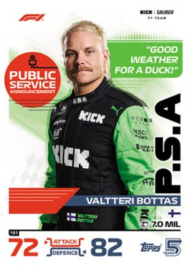 Topps F1 Turbo Attax 2024 Trading Card Game - Public Service Announcement Valtteri Bottas