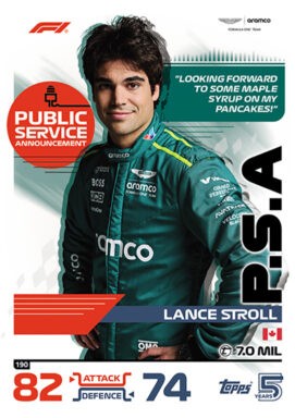 Topps F1 Turbo Attax 2024 Trading Card Game - Public Service Announcement Lance Stroll