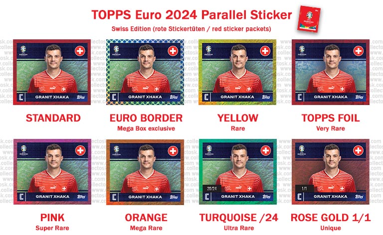 TOPPS UEFA Euro 2024 Sticker - Parallel Sticker Swiss Edition (Red)