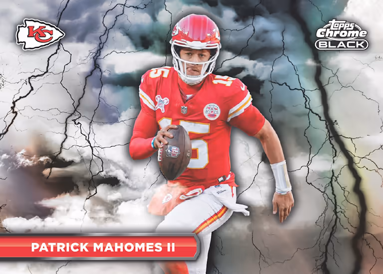 2025 TOPPS Chrome Black NFL Football Cards - Black Lightning Insert Card - Patrick Mahomes II