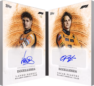 2024 TOPPS Eccellenza Formula 1 Racing Cards - Dual Autograph Book Card Orange Parallel - Lando Norris / Oscar Piastri