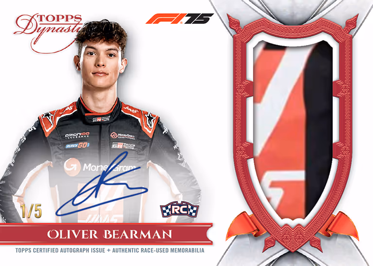 2025 TOPPS Dynasty Formula 1 Racing Cards - Autograph Patch Relic Card Red Parallel - Oliver Bearman