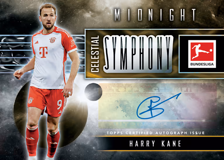 2023-24 TOPPS Midnight Bundesliga Soccer Cards - Celestial Symphony Autograph Card Daybreak Parallel - Harry Kane