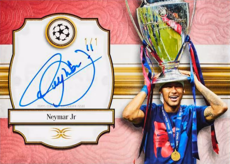 2024-25 TOPPS Definitive Collection UEFA Club Competitions Soccer Cards - Historic Champions Autograph Card Red Parallel - Neymar Jr