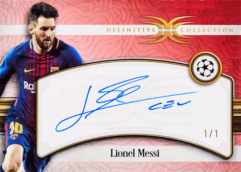 2024-25 TOPPS Definitive Collection UEFA Club Competitions Soccer Cards - Legenday Autograph Card Red Parallel - Lionel Messi
