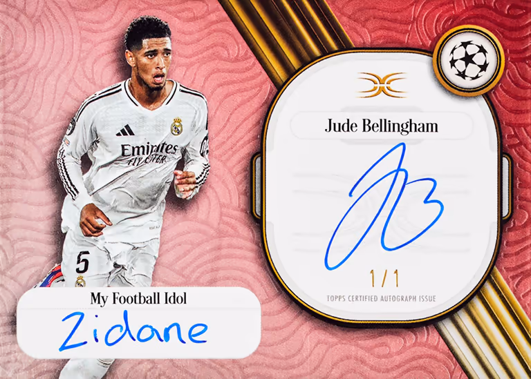 2024-25 TOPPS Definitive Collection UEFA Club Competitions Soccer Cards - Superstar Idols Inscription Card Red Parallel - Jude Bellingham