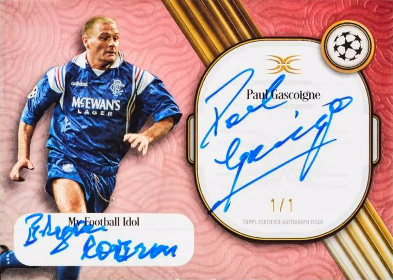 2024-25 TOPPS Definitive Collection UEFA Club Competitions Soccer Cards - Superstar Idols Inscription Card Red Parallel - Paul Gascoigne