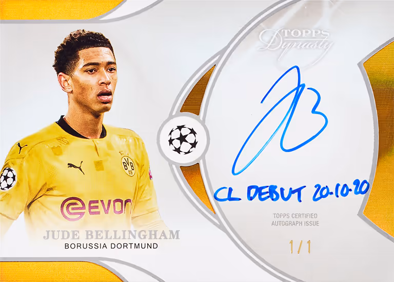 2024-25 TOPPS Dynasty UEFA Champions League Soccer Cards - Debut Day Inscription Card Gold Parallel - Jude Bellingham