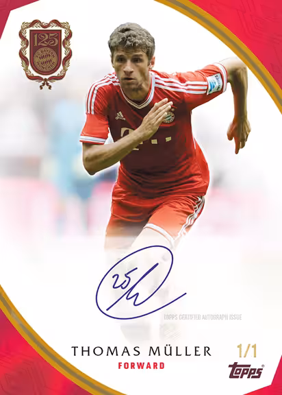 2024-25 TOPPS FC Bayern München 125 Years Anniversary Soccer Cards - Legend Autograph Card Gold Parallel - Thomas Müller