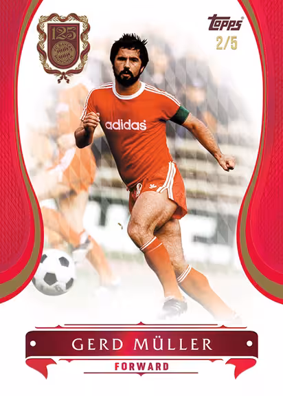 2024-25 TOPPS FC Bayern München 125 Years Anniversary Soccer Cards - Legend Base Card Red Parallel - Gerd Müller